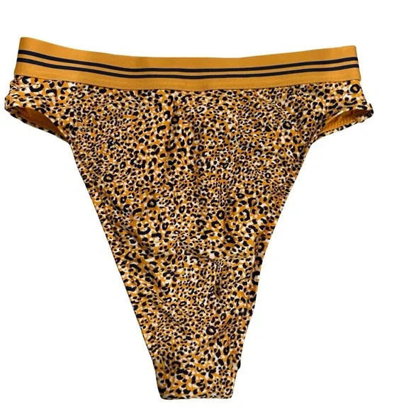 SEAFOLLY High Waist Bikini Bottoms Spirit Animal Gold Navy  Sz US 8 - Picture 8 of 11